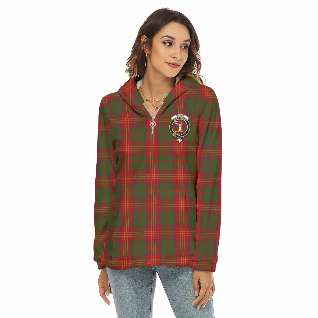 Tartan Vibes Clothing Burns Tartan Crest Women's Borg  Half Zip Fleece Hoodie