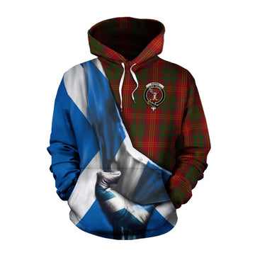 Tartan Vibes Clothing Burns Tartan Cotton Hoodie with Family Crest Scotland Patriotic Style
