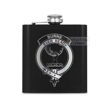 Tartan Vibes Clothing Burns Crest Hip Flask Set 7oz Black Stainless Steel with A Gift Box