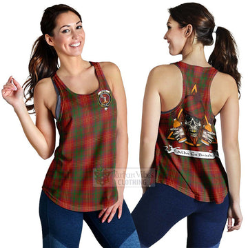 Tartan Vibes Clothing Burns Tartan Women's Racerback Tanks with Family Crest and Bearded Skull Holding Bottles of Whiskey