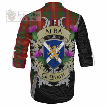 Tartan Vibes Clothing Burns Tartan Family Crest Ghillie Kilt Shirt Lion Rampant Royal Thistle Shield Celtic Inspired