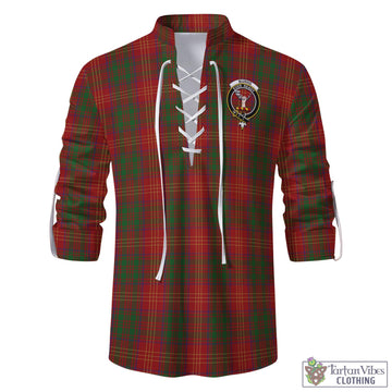 Tartan Vibes Clothing Burns Tartan Men's Scottish Traditional Jacobite Ghillie Kilt Shirt with Family Crest