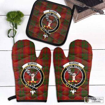 Burns Tartan Combo Oven Mitt & Pot-Holder with Family Crest Combo 1 Oven Mitt & 1 Pot-Holder Black - Tartan Vibes Clothing