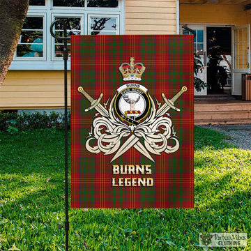 Burns Tartan Flag with Clan Crest and the Golden Sword of Courageous Legacy