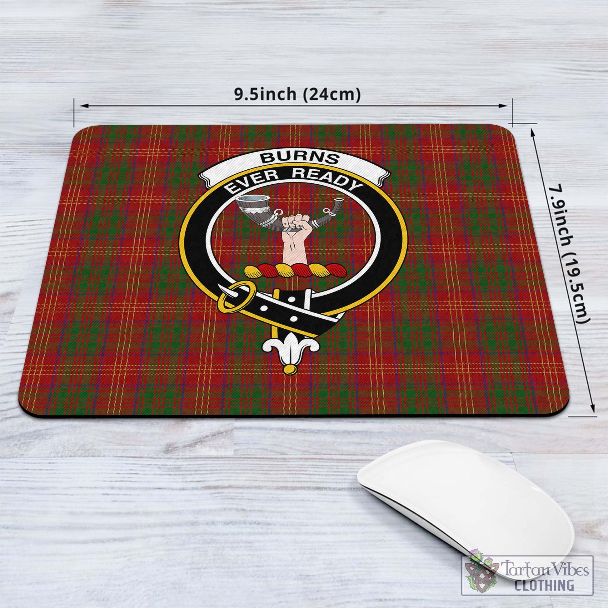 Tartan Vibes Clothing Burns Tartan Mouse Pad with Family Crest