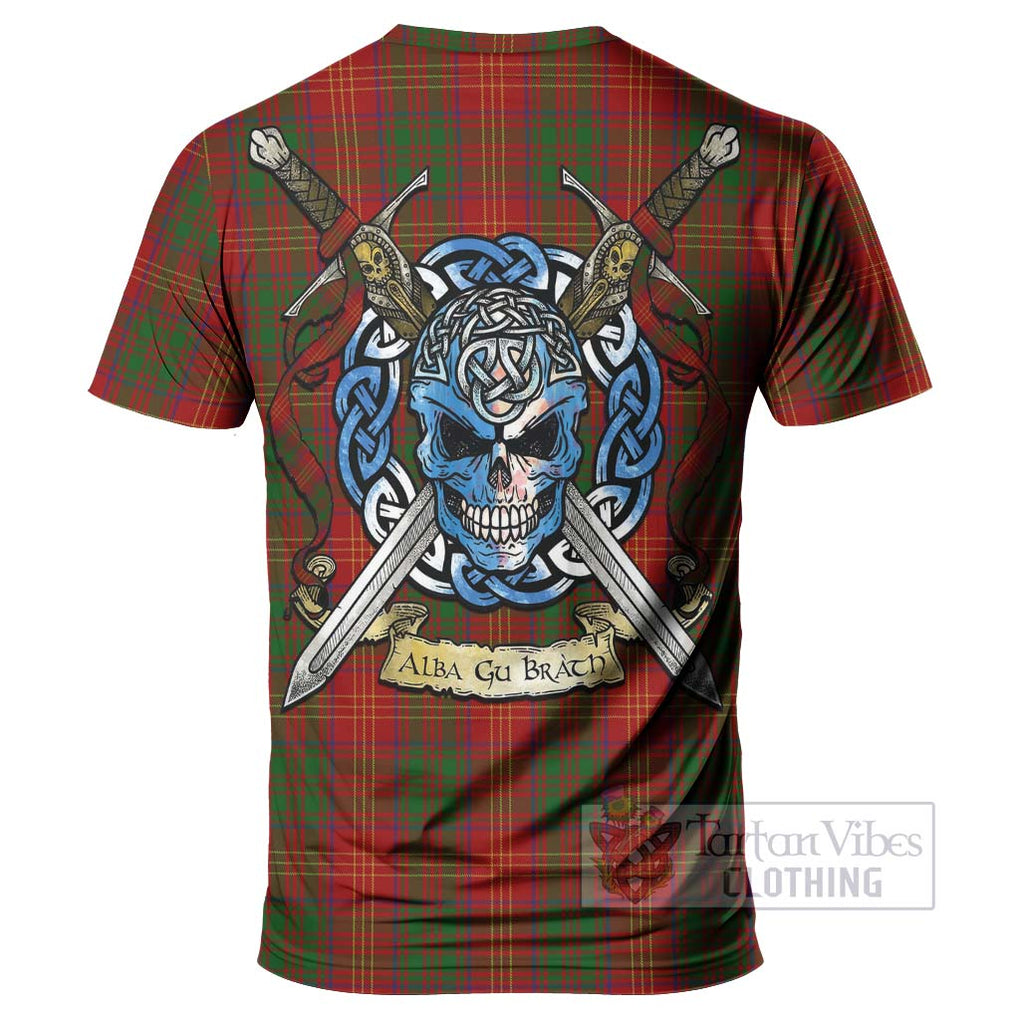 Tartan Vibes Clothing Burns Tartan T-Shirt with Family Crest Celtic Skull Style
