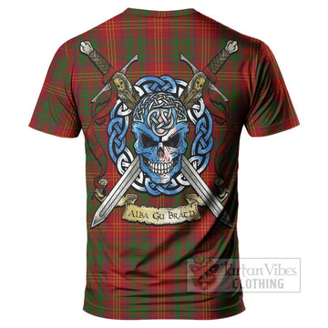 Tartan Vibes Clothing Burns Tartan T-Shirt with Family Crest Celtic Skull Style