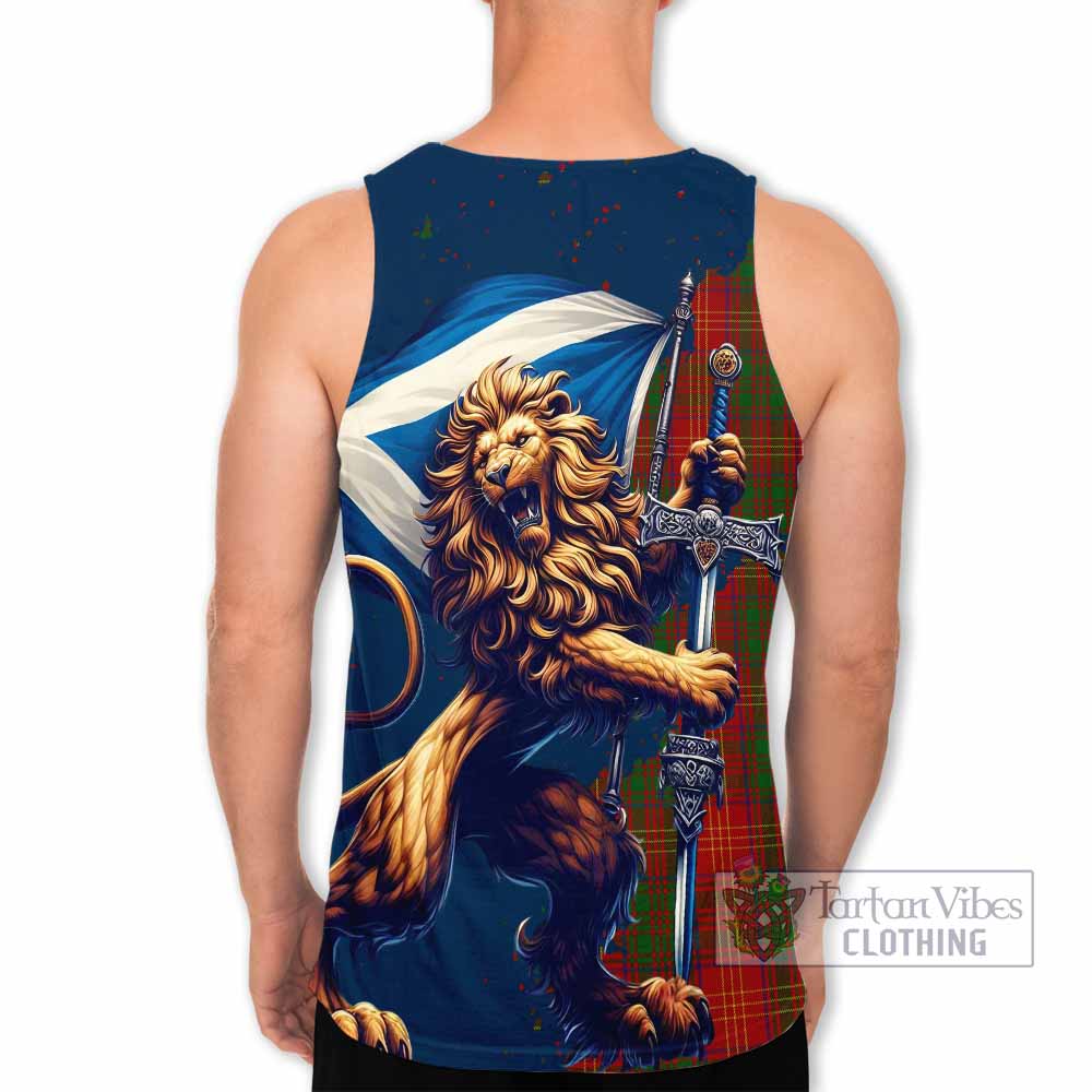 Tartan Vibes Clothing Burns Tartan Family Crest Men's Tank Top with Scottish Majestic Lion