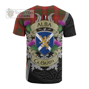 Burns Tartan Family Crest Cotton T-shirt Lion Rampant Royal Thistle Shield Celtic Inspired