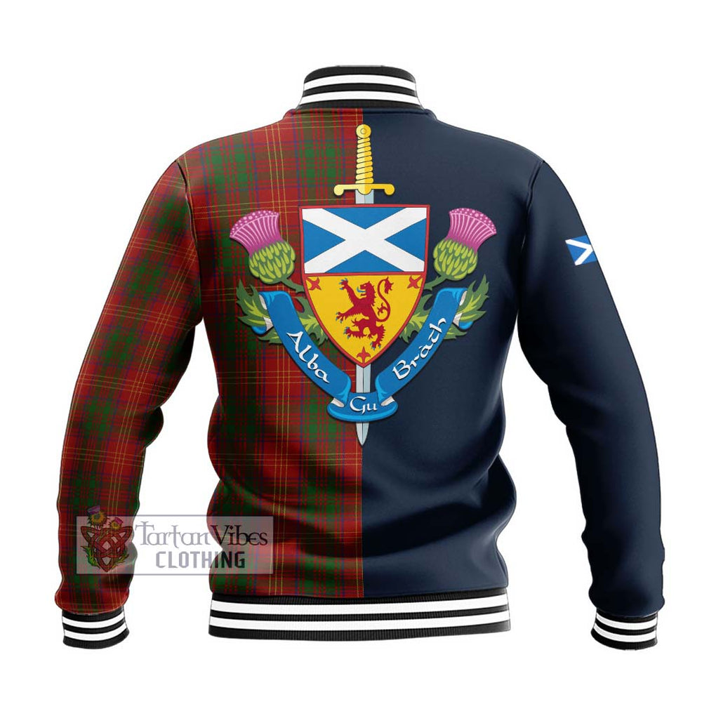 Tartan Vibes Clothing Burns Tartan Baseball Jacket with Scottish Lion Royal Arm Half Style