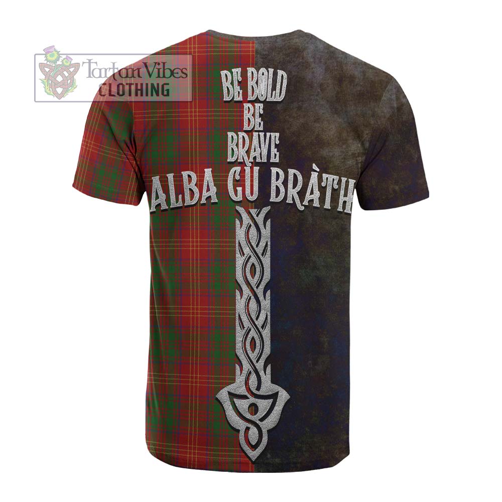Tartan Vibes Clothing Burns Tartan Family Crest Cotton T-shirt Alba Gu Brath Be Brave Lion Ancient Style