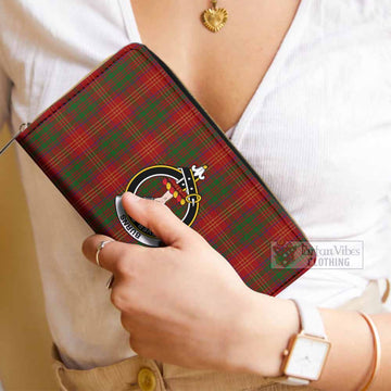 Burns Tartan Women's Leather Wallet with Family Crest