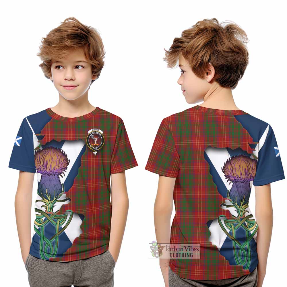 Tartan Vibes Clothing Burns Tartan Family Crest Kid T-Shirt Scottish Thistle Celtic Inspired