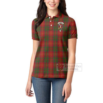Tartan Vibes Clothing Burns Tartan Women's Polo Shirt with Family Crest Celtic Skull Style