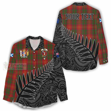 Tartan Vibes Clothing Burns Crest Tartan Women's Casual Shirt with New Zealand Silver Fern Half Style