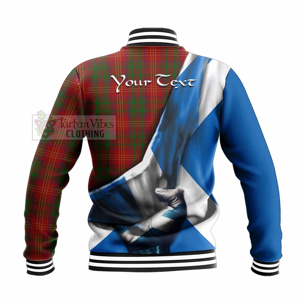 Tartan Vibes Clothing Burns Tartan Baseball Jacket with Family Crest Scotland Patriotic Style