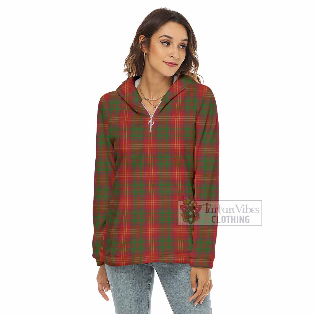 Tartan Vibes Clothing Burns Tartan Women's Borg  Half Zip Fleece Hoodie