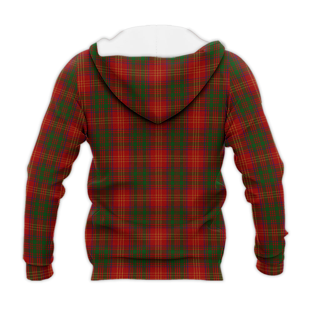 Burns Tartan Knitted Hoodie with Family Crest - Tartan Vibes Clothing