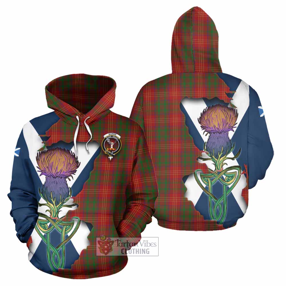 Tartan Vibes Clothing Burns Tartan Family Crest Hoodie Scottish Thistle Celtic Inspired
