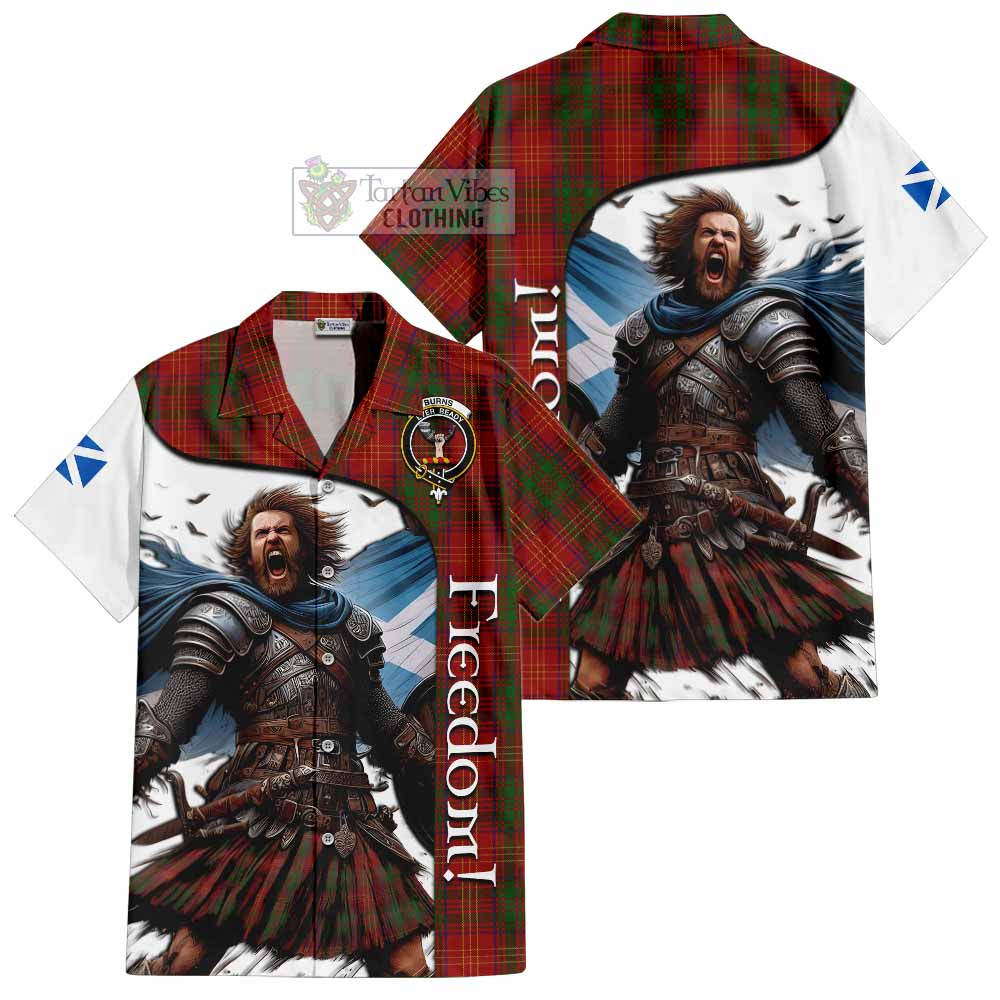 Tartan Vibes Clothing Burns Crest Tartan Short Sleeve Button Shirt Inspired by the Freedom of Scottish Warrior