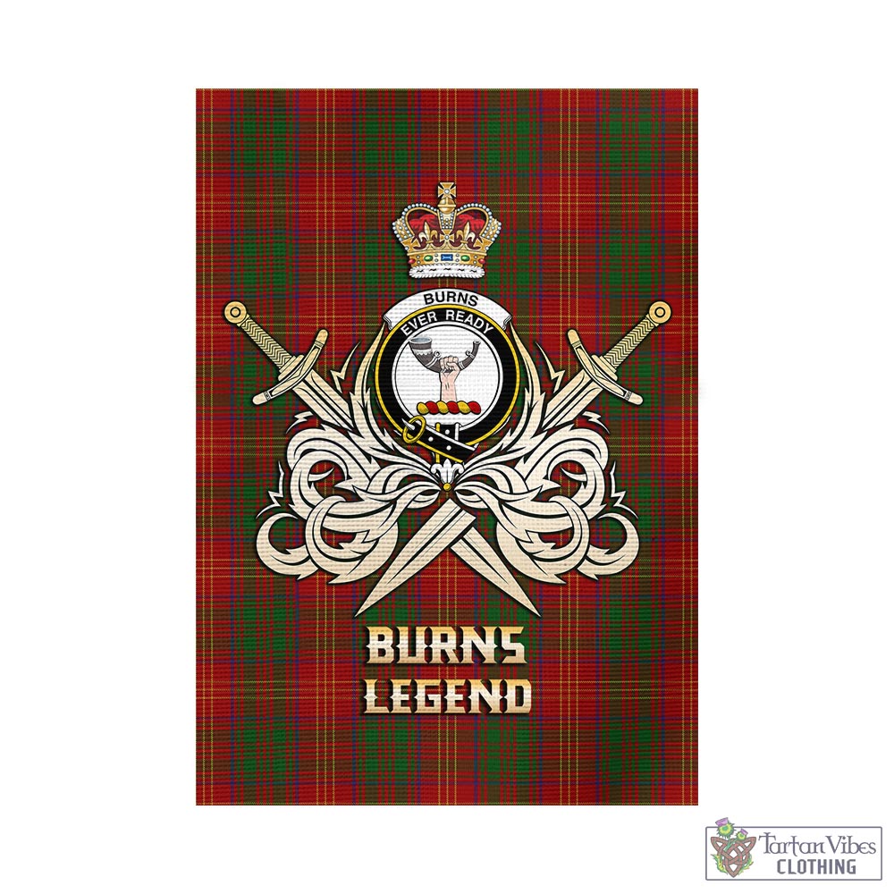 Tartan Vibes Clothing Burns Tartan Flag with Clan Crest and the Golden Sword of Courageous Legacy