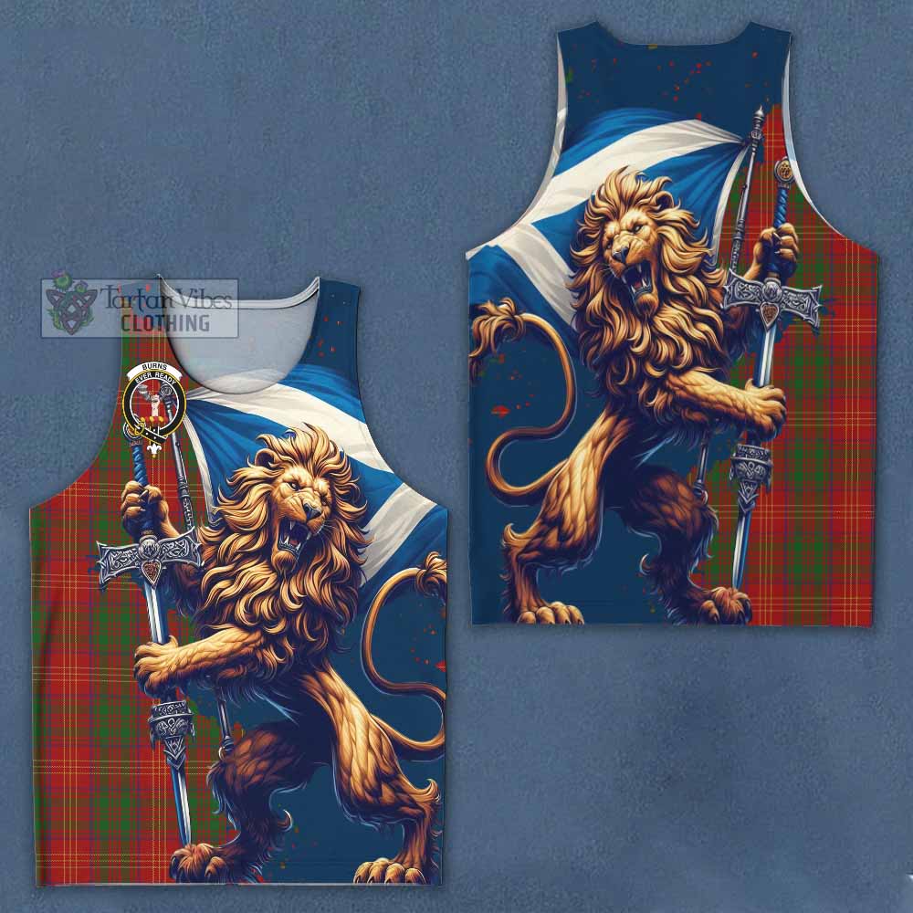 Tartan Vibes Clothing Burns Tartan Family Crest Men's Tank Top with Scottish Majestic Lion
