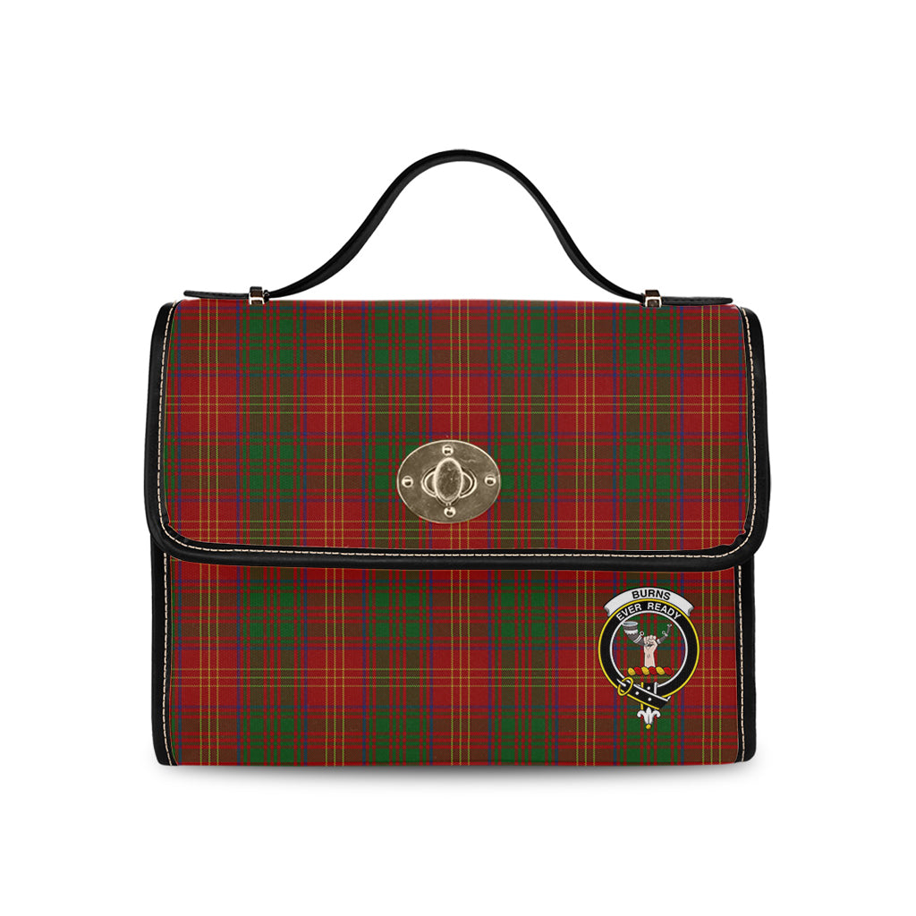 Burns Tartan Leather Strap Waterproof Canvas Bag with Family Crest
