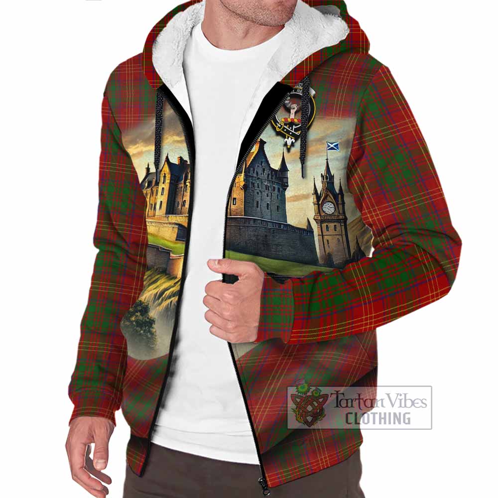 Tartan Vibes Clothing Burns Tartan Family Crest Sherpa Hoodie with Scottish Ancient Castle Style