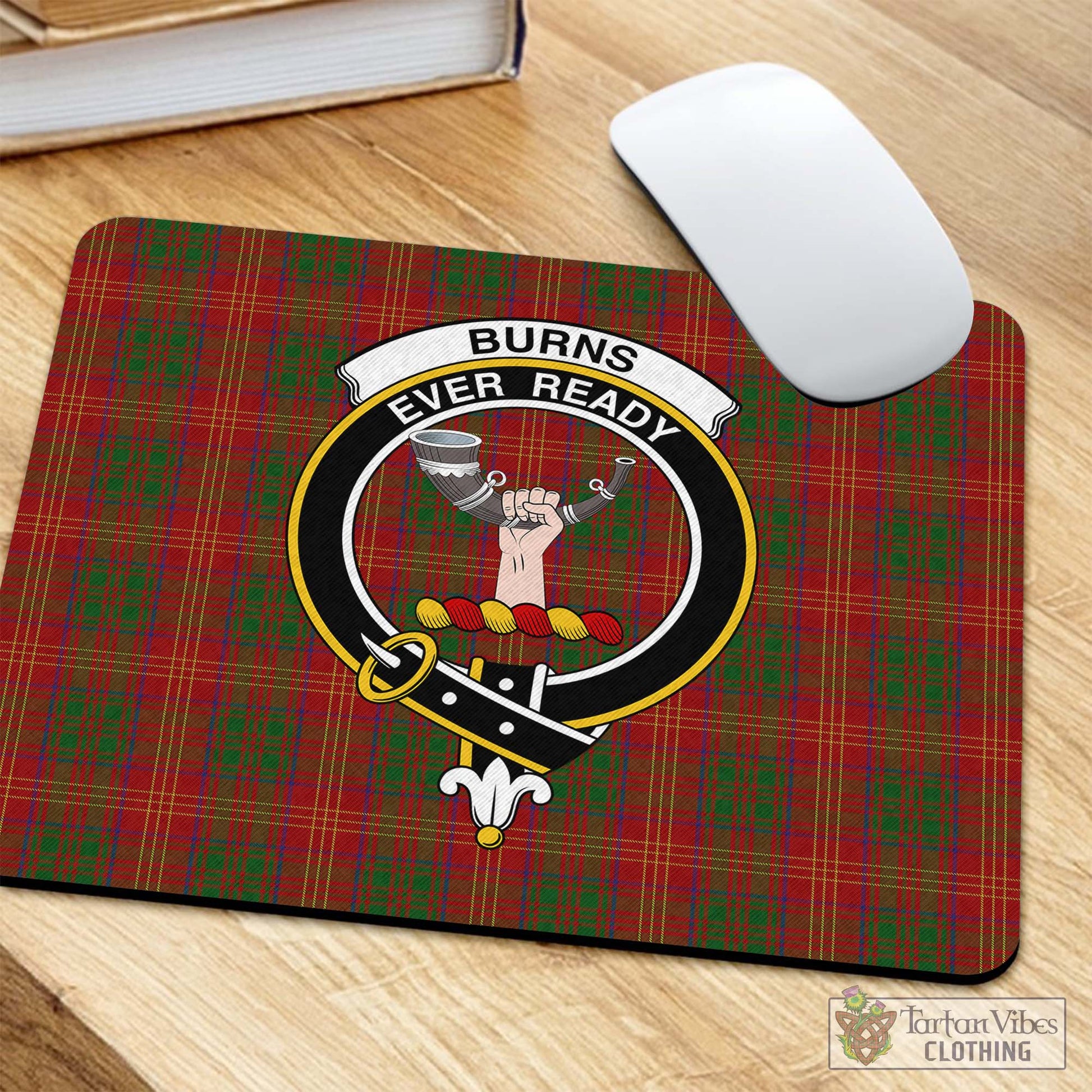 Tartan Vibes Clothing Burns Tartan Mouse Pad with Family Crest