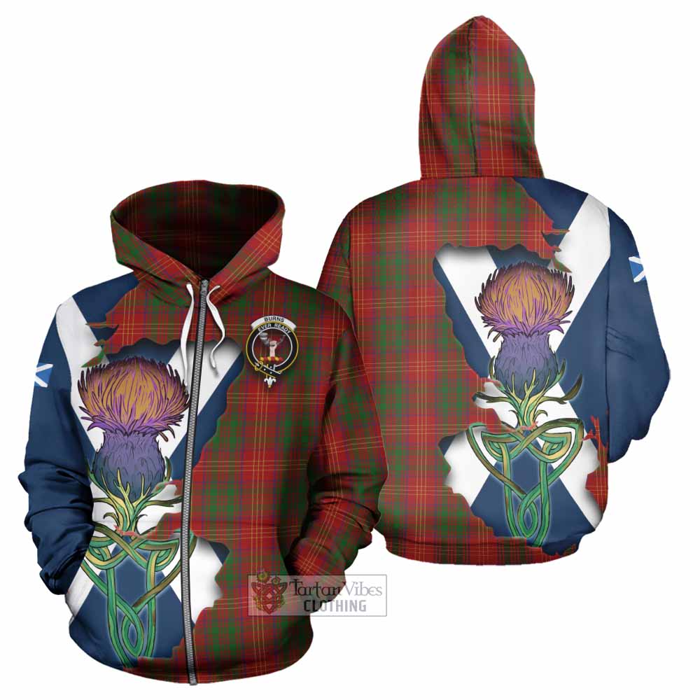 Tartan Vibes Clothing Burns Tartan Family Crest Hoodie Scottish Thistle Celtic Inspired