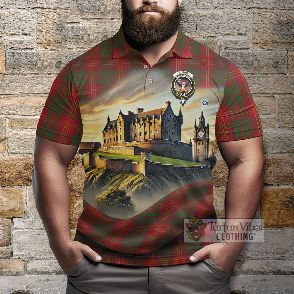 Tartan Vibes Clothing Burns Tartan Family Crest Polo Shirt with Scottish Ancient Castle Stype