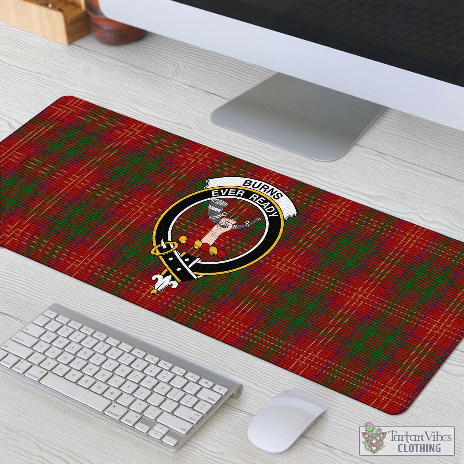 Tartan Vibes Clothing Burns Tartan Mouse Pad with Family Crest