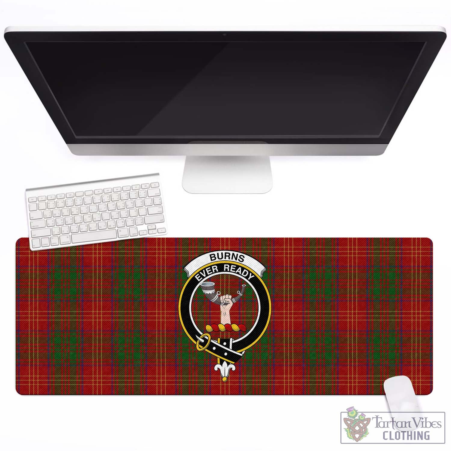 Tartan Vibes Clothing Burns Tartan Mouse Pad with Family Crest