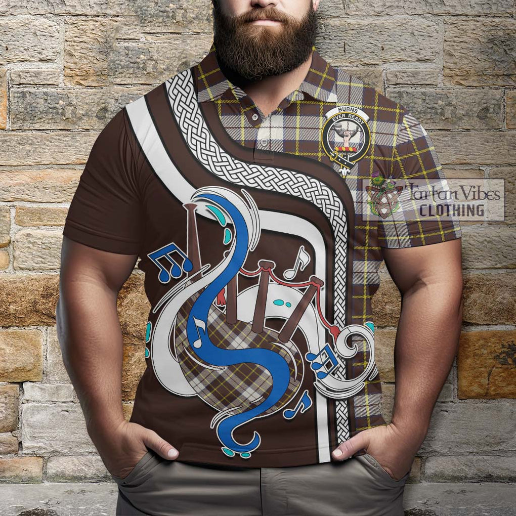 Tartan Vibes Clothing Burns Battalion Weathered Tartan Polo Shirt with Epic Bagpipe Style