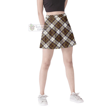 Burns Battalion Weathered Tartan Women's Plated Mini Skirt Cross Style