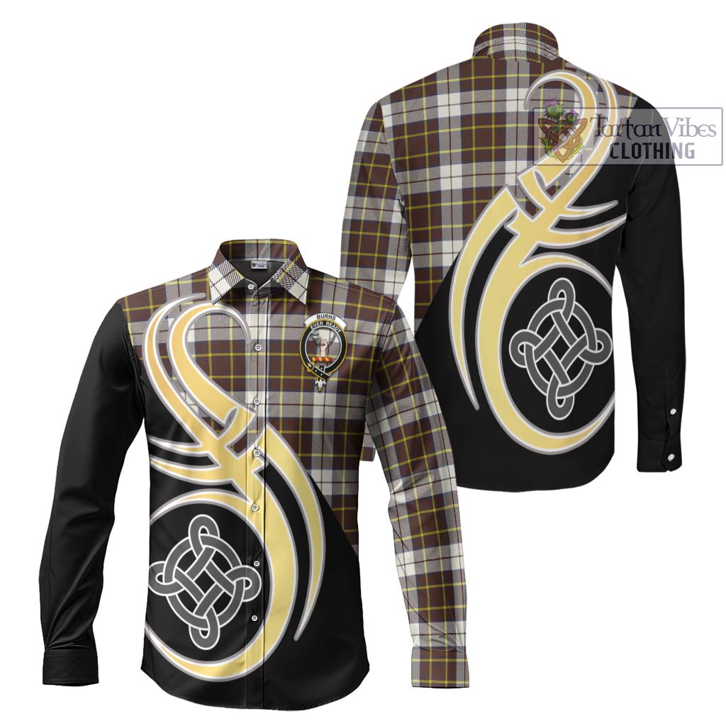 Burns Battalion Weathered Tartan Long Sleeve Button Shirt with Family Crest and Celtic Symbol Style Men's Shirt S - Tartan Vibes Clothing