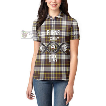 Burns Battalion Weathered Tartan Women's Polo Shirt with Family Crest DNA In Me Style Women - Tartanvibesclothing Shop