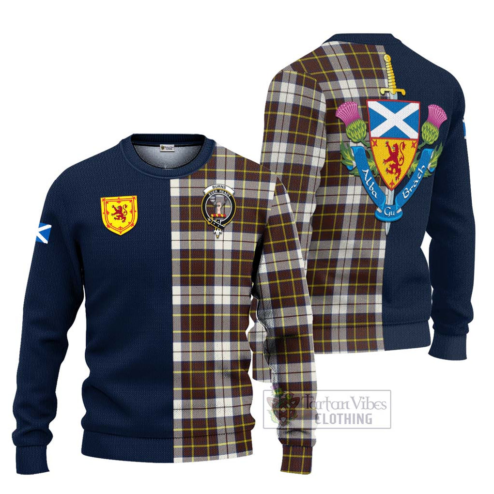 Tartan Vibes Clothing Burns Battalion Weathered Tartan Knitted Sweater with Scottish Lion Royal Arm Half Style