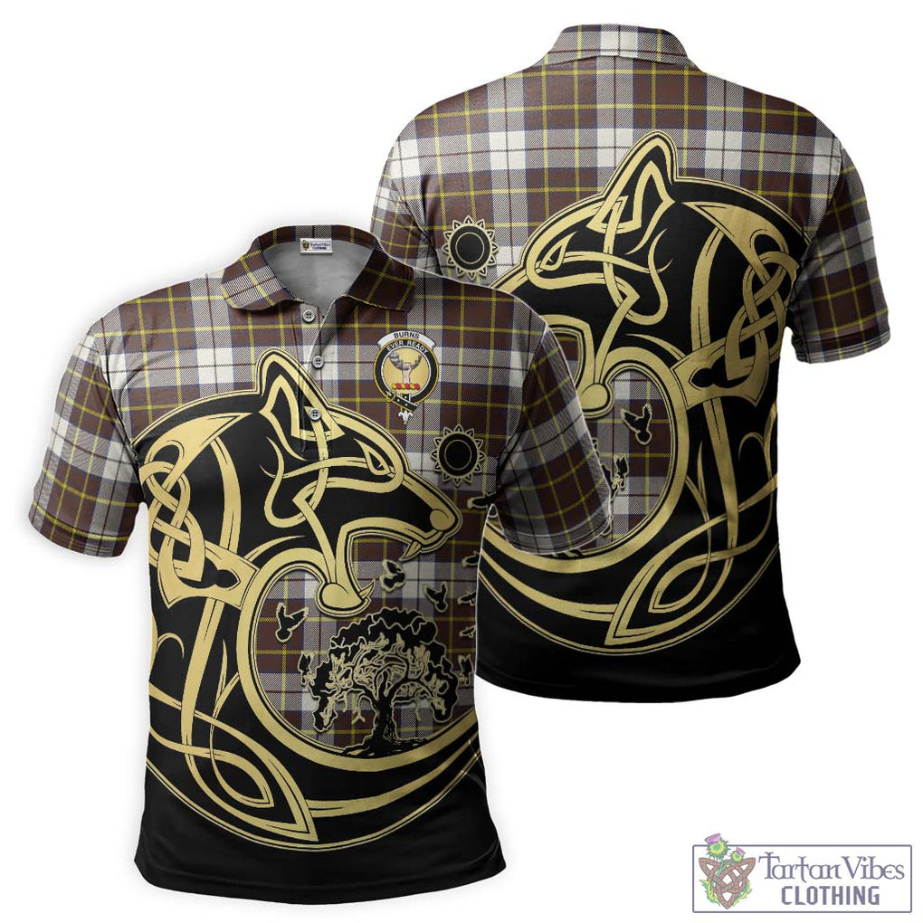 Burns Battalion Weathered Tartan Polo Shirt with Family Crest Celtic Wolf Style Kid - Tartanvibesclothing Shop