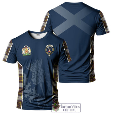 Burns Battalion Weathered Tartan T-Shirt with Family Crest and Scottish Thistle Vibes Sport Style