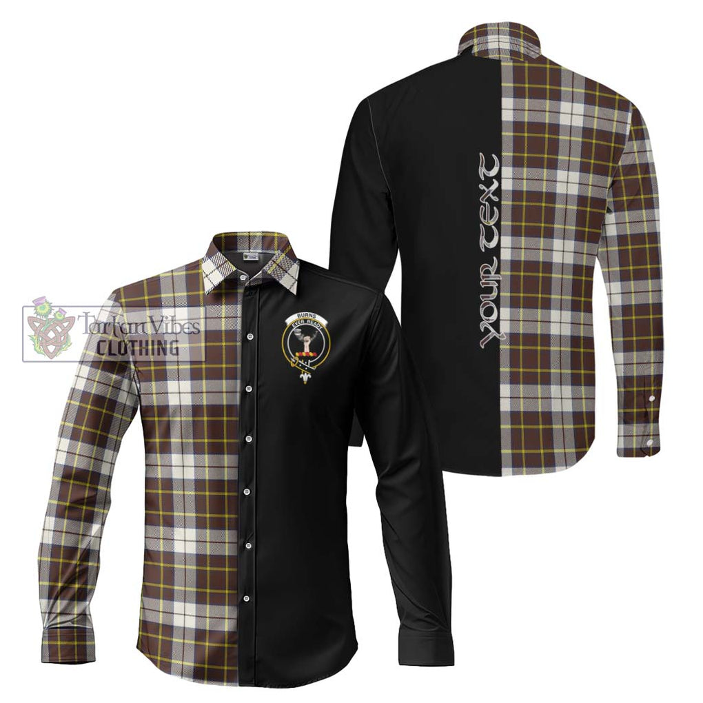 Burns Battalion Weathered Tartan Long Sleeve Button Shirt with Family Crest and Half Of Me Style Men's Shirt S - Tartanvibesclothing Shop