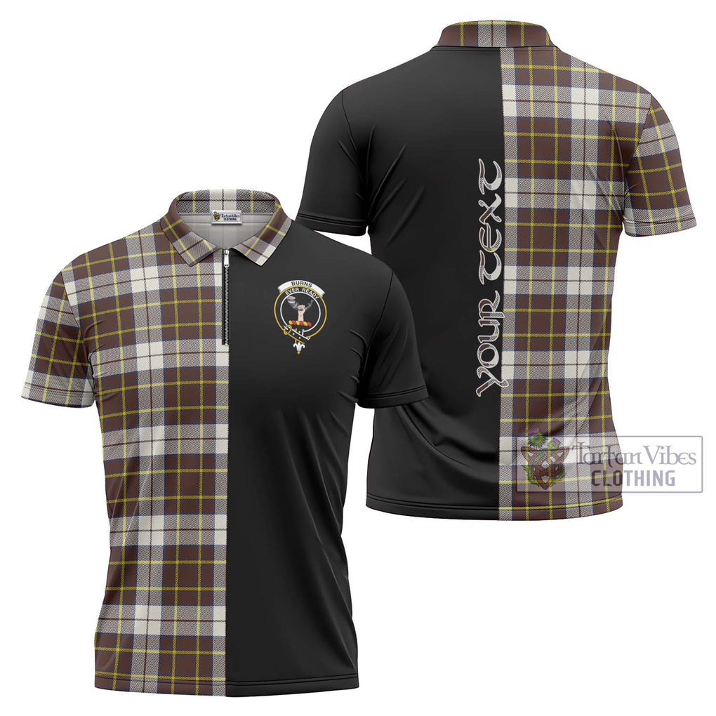 Burns Battalion Weathered Tartan Zipper Polo Shirt with Family Crest and Half Of Me Style Unisex - Tartanvibesclothing Shop