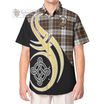 Burns Battalion Weathered Tartan Hawaiian Shirt with Family Crest and Celtic Symbol Style