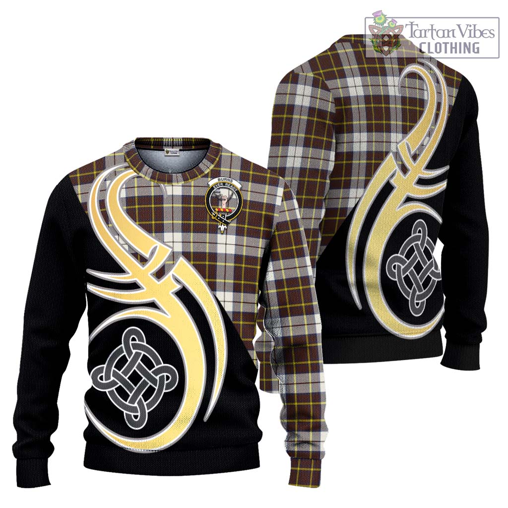 Burns Battalion Weathered Tartan Knitted Sweater with Family Crest and Celtic Symbol Style Unisex - Tartan Vibes Clothing