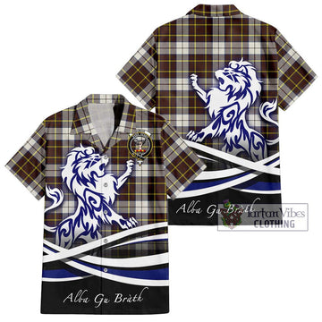 Burns Battalion Weathered Tartan Hawaiian Shirt with Alba Gu Brath Regal Lion Emblem