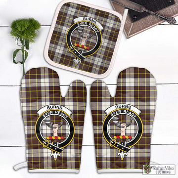 Burns Battalion Weathered Tartan Combo Oven Mitt & Pot-Holder with Family Crest Combo 1 Oven Mitt & 1 Pot-Holder White - Tartan Vibes Clothing
