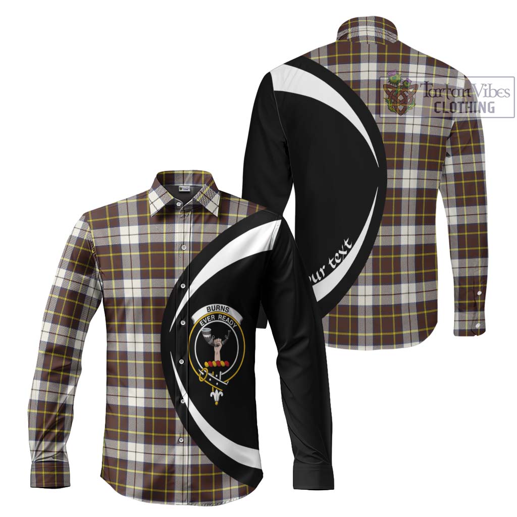 Burns Battalion Weathered Tartan Long Sleeve Button Up with Family Crest Circle Style Men's Shirt S - Tartan Vibes Clothing