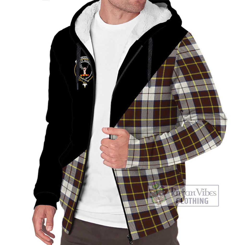 Burns Battalion Weathered Tartan Sherpa Hoodie with Family Crest and Military Logo Style Unisex S - Tartanvibesclothing Shop