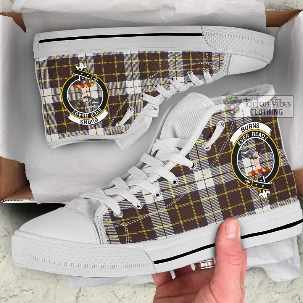Tartan Vibes Clothing Burns Battalion Weathered Tartan High Top Shoes with Family Crest