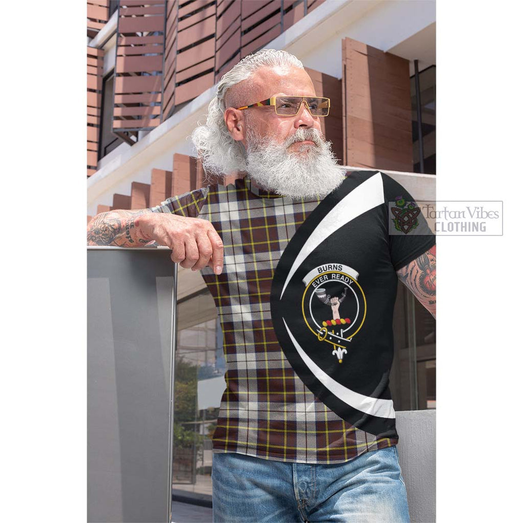 Tartan Vibes Clothing Burns Battalion Weathered Tartan Cotton T-shirt with Family Crest Circle Style
